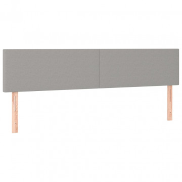 Tăblie de pat cu LED, gri deschis, 200x5x78/88 cm, textil - Img 4