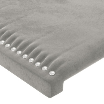 Tăblie de pat cu LED, gri deschis, 203x16x118/128 cm, catifea - Img 6