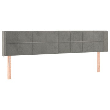 Tăblie de pat cu LED, gri deschis, 203x16x78/88 cm, catifea - Img 3
