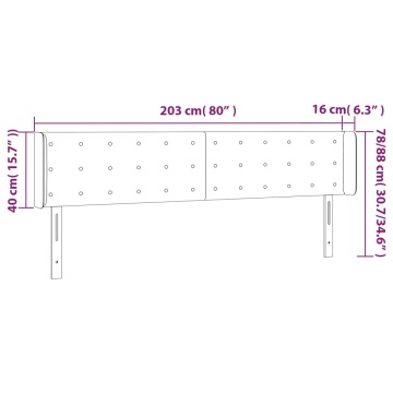 Tăblie de pat cu LED, gri deschis, 203x16x78/88 cm, catifea - Img 5