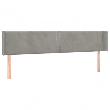 Tăblie de pat cu LED, gri deschis, 203x16x78/88 cm, catifea - Img 3