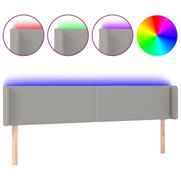 Tăblie de pat cu LED, gri deschis, 203x16x78/88 cm, textil - Img 2