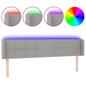 Tăblie de pat cu LED, gri deschis, 203x16x78/88 cm, textil - Img 2