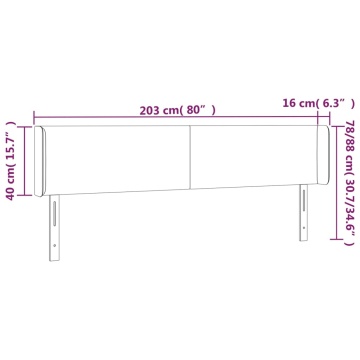 Tăblie de pat cu LED, gri deschis, 203x16x78/88 cm, textil - Img 5