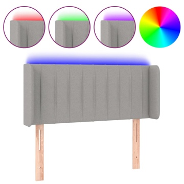 Tăblie de pat cu LED, gri deschis, 83x16x78/88 cm, textil - Img 2