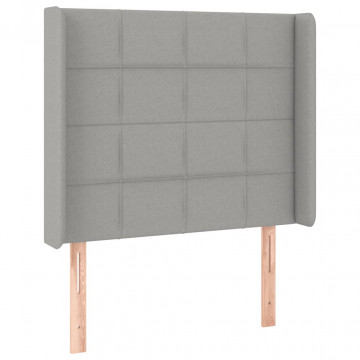 Tăblie de pat cu LED, gri deschis, 93x16x118/128 cm, textil - Img 3