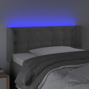 Tăblie de pat cu LED, gri deschis, 93x16x78/88 cm, catifea - Img 4