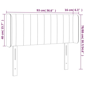 Tăblie de pat cu LED, gri deschis, 93x16x78/88 cm, catifea - Img 5