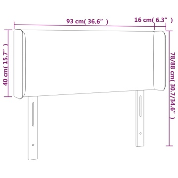 Tăblie de pat cu LED, gri deschis, 93x16x78/88 cm, catifea - Img 5