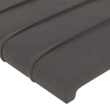 Tăblie de pat cu LED, gri închis, 100x5x118/128 cm, textil - Img 6