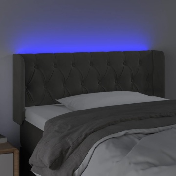 Tăblie de pat cu LED, gri închis, 103x16x78/88 cm, catifea - Img 4