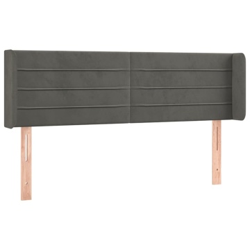 Tăblie de pat cu LED, gri închis, 147x16x78/88 cm, catifea - Img 3