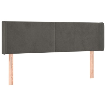 Tăblie de pat cu LED, gri închis, 147x16x78/88 cm, catifea - Img 3