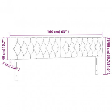 Tăblie de pat cu LED, gri închis, 160x7x78/88 cm, textil - Img 5