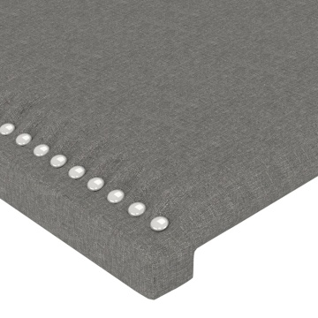 Tăblie de pat cu LED, gri închis, 180x5x118/128 cm, textil - Img 6