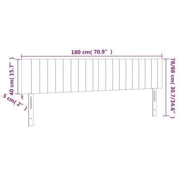 Tăblie de pat cu LED, gri închis, 180x5x78/88 cm, catifea - Img 5