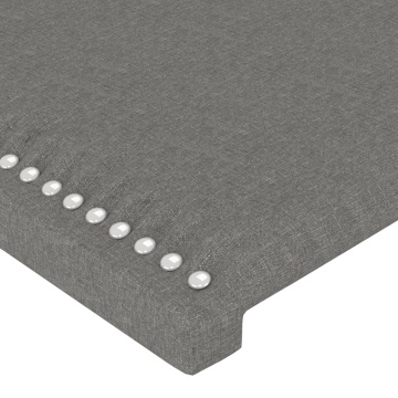 Tăblie de pat cu LED, gri închis, 183x16x118/128 cm, textil - Img 6
