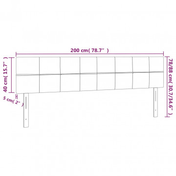 Tăblie de pat cu LED, gri închis, 200x5x78/88 cm, catifea - Img 5