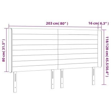 Tăblie de pat cu LED, gri închis, 203x16x118/128 cm, catifea - Img 6