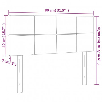 Tăblie de pat cu LED, gri închis, 80x5x78/88 cm, catifea - Img 5