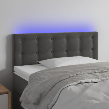 Tăblie de pat cu LED, gri închis, 80x5x78/88 cm, catifea - Img 1