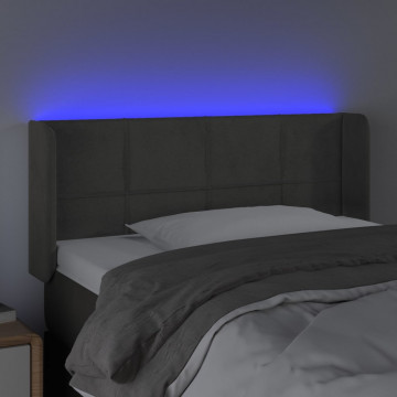 Tăblie de pat cu LED, gri închis, 83x16x78/88 cm, catifea - Img 4