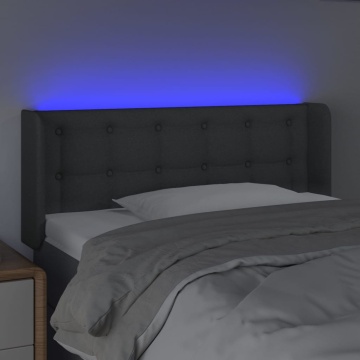 Tăblie de pat cu LED, gri închis, 83x16x78/88 cm, textil - Img 4