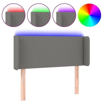 Tăblie de pat cu LED, gri închis, 83x16x78/88 cm, textil - Img 2