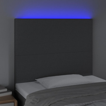 Tăblie de pat cu LED, gri închis, 90x5x118/128 cm, textil - Img 3