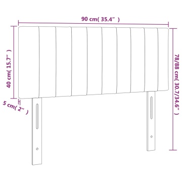 Tăblie de pat cu LED, gri închis, 90x5x78/88 cm, catifea - Img 5