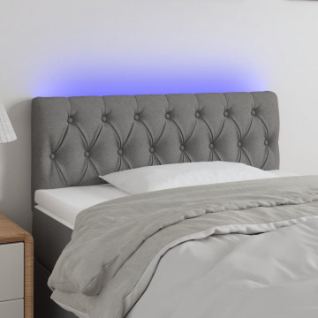 Tăblie de pat cu LED, gri închis, 90x7x78/88 cm, textil - Img 1