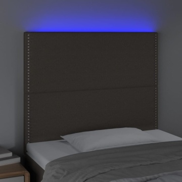 Tăblie de pat cu LED, gri taupe, 100x5x118/128 cm, textil - Img 3