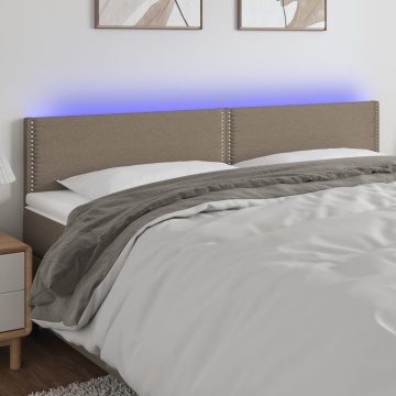 Tăblie de pat cu LED, gri taupe, 180x5x78/88 cm, textil - Img 1