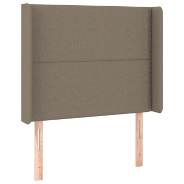 Tăblie de pat cu LED, gri taupe, 93x16x118/128 cm, textil - Img 3
