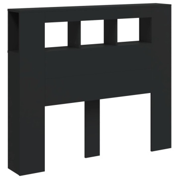Tăblie de pat cu LED, negru, 120x18,5x103,5 cm, lemn - Img 8