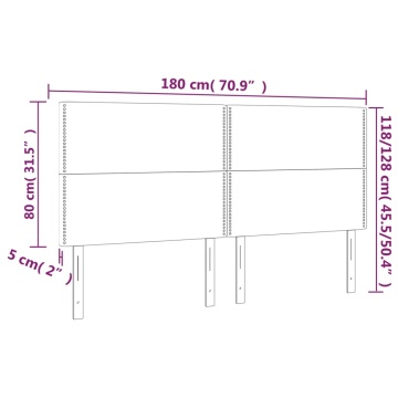 Tăblie de pat cu LED, negru, 180x5x118/128 cm, textil - Img 5