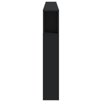 Tăblie de pat cu LED, negru, 220x18,5x103,5 cm, lemn - Img 6
