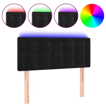 Tăblie de pat cu LED, negru, 80x5x78/88 cm, catifea - Img 2