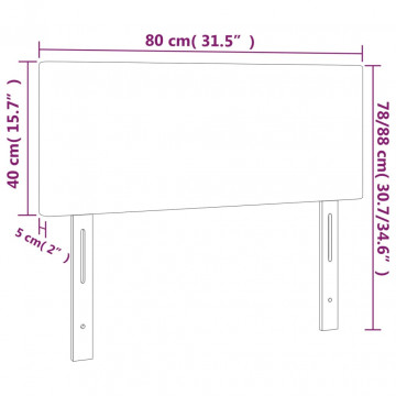 Tăblie de pat cu LED, negru, 80x5x78/88 cm, textil - Img 5