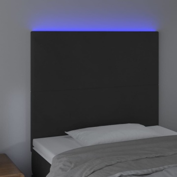 Tăblie de pat cu LED, negru, 90x5x118/128 cm, catifea - Img 3