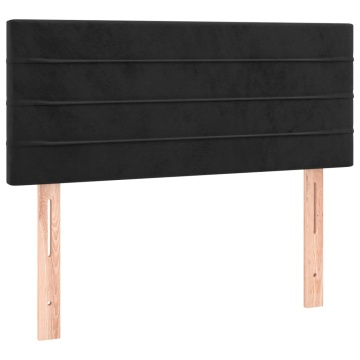 Tăblie de pat cu LED, negru, 90x5x78/88 cm, catifea - Img 4
