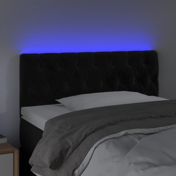 Tăblie de pat cu LED, negru, 90x7x78/88 cm, catifea - Img 3