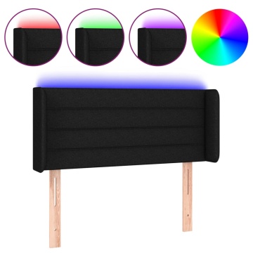 Tăblie de pat cu LED, negru, 93x16x78/88 cm, textil - Img 2