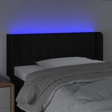 Tăblie de pat cu LED, negru, 93x16x78/88 cm, textil - Img 4