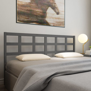 Tăblie de pat, gri, 205,5x4x100 cm, lemn masiv de pin - Img 1