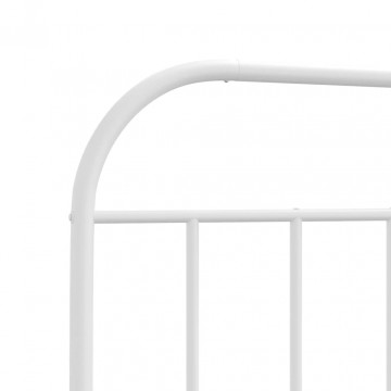 Tăblie de pat metalică, alb, 160 cm - Img 5