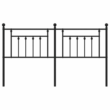 Tăblie de pat metalică, negru, 180 cm - Img 4
