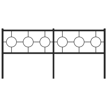 Tăblie de pat metalică, negru, 180 cm - Img 3