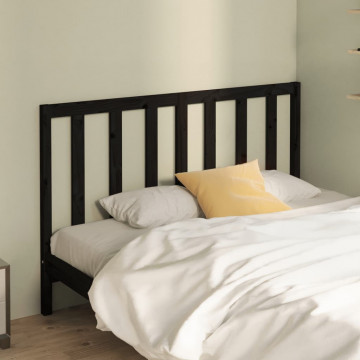 Tăblie de pat, negru, 126x4x100 cm, lemn masiv de pin - Img 1