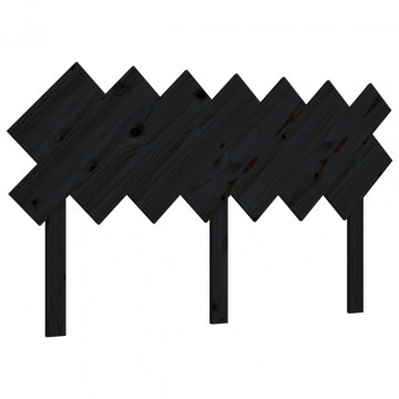 Tăblie de pat, negru, 141x3x80,5 cm, lemn masiv de pin - Img 2